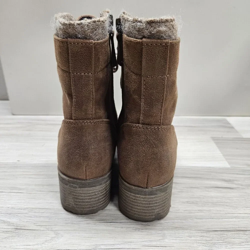 Universal Thread Womens Brown Ankle Boots Size 8.5 Casual Neutral Lace Up